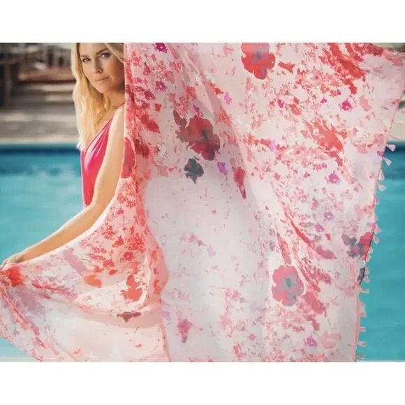 Peter Som Pink and Coral Tie-Dye Swim Sarong - Picture 8 of 9